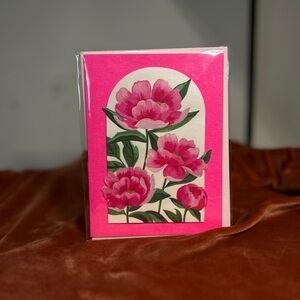 Electric Pink Peony Any Occasion card (blank inside)